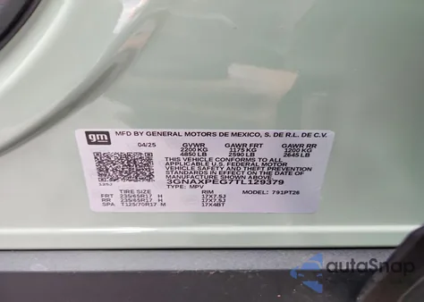 2026 Chevrolet Equinox Lt from USA, damaged, VIN 3GNAXPEG7TL129379